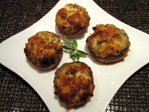 crab + artichoke stuffed mushrooms